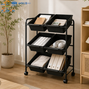 Modern 6 <b>Bin</b> Storage Organizer Made In Taiwan Household Trolley for Bathroom Living Room Office - Product Image 3