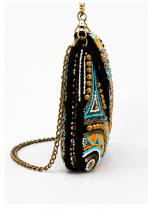 Pochette perlée faite à la main avec chaîne |   Sac de soirée géométrique multicolore |   Sac à main Statement |   Sac à chaîne au design géométrique - Product Image 5