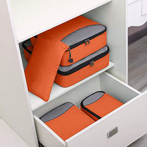 Orange Nylon Packing Cubes Set 4-Piece Luggage Organizers Travel Storage Bags Convenient Compression <b>Suitcase</b> <b>Accessories</b> - Product Image 5