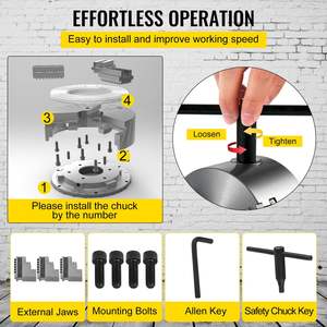 Portabrocas de torno de 3 mordazas reversible autocentrante de 8 '', acero endurecido, 200mm - Product Image 6