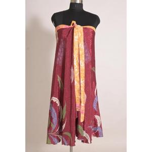 Falda Cruzada de Seda Hecha a Mano con Estampado Floral Étnico Vintage para Mujer, Corte Cómodo de Cintura Media - Product Image 2