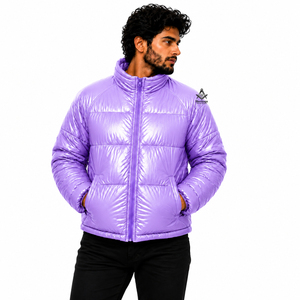 Veste matelassée pour homme, style Regalia Maçonnique Héritage, violette, col montant, fermeture éclair, vêtement d'extérieur d'hiver, coque légère enduite - Product Image 1