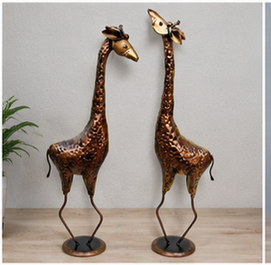 ชุดรูปปั้นยีราฟทองเหลือง งานฝีมือประดับตกแต่งบ้าน ชุบทอง 2 ชิ้น - Product Image 6