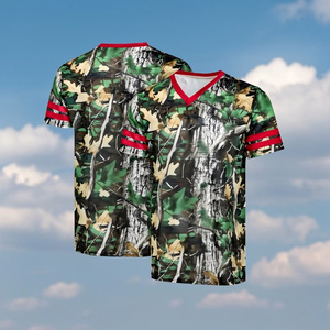เสื้อเบสบอลลายพรางวู้ดแลนด์ แขนเสื้อสีแดง คอวี ระบายอากาศได้ดี แขนสั้น แบรนด์ Birlag Sports - Product Image 2