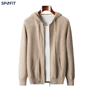 Cardigan zippé décontracté pour homme en cachemire 100% pur, tricot épais, avec manches tombantes, style mode et élégance pour l'hiver - Product Image 1