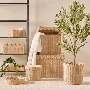 Best Choice Scalloped Paper Rope Storage <b>Baskets</b> for Organizing Laundry Multi-Purpose <b>Woven</b> <b>Basket</b> with Lid made in Vietnam - Product Image 4