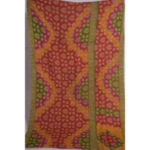 Colcha Kantha Hecha a Mano, Ecológica, con Diseño Floral Vintage, Manta de Algodón Estilo Boho Indio, Reversible, Lavable, Decoración para el Hogar, Regalo - Product Image 1