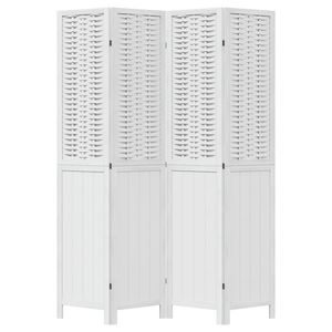 Separador de ambientes y biombo de 4 paneles de madera maciza de Paulownia blanca - Product Image 4