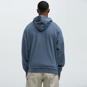 Sudadera con capucha para hombre, estilo streetwear, con cremallera, oversize, vintage, con lavado ácido y pedrería, suministro al por mayor - Product Image 5