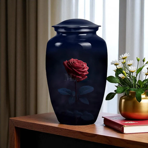 Rose Print Cremation Urn Metal <b>Keepsake</b> Jar Decorative <b>Ashes</b> Vessel Custom Color Memorial Decoration for Adult - Product Image 1