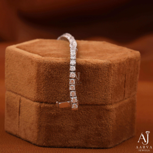 AARVA JEWELS Hiphop Princess Cut Moissanite Tennis <b>Bracelet</b> 925 <b>Silver</b> Rhodium Plated Women's Wedding <b>Bangle</b> 20cm Gold - Product Image 2