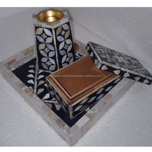 Ensemble de Bukhoor en résine marron de luxe moderne avec boîte de rangement à motif géométrique et brûleur d'encens arabe contemporain - Product Image 3