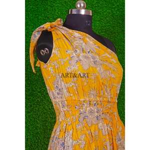 เดรสทรงบอดี้คอนแบบไหล่เดียว ทำมือ ผ้าฝ้าย พิมพ์ลายสวยงาม สวมใส่สบาย เหมาะสำหรับงานปาร์ตี้ ชายหาด งานแต่งงาน สำหรับผู้หญิง - Product Image 6