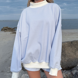 Sweat-shirt personnalisé brodé pour femme, col en V, coupe oversize, en laine/acrylique, doux, col rond, pull d'hiver streetwear - Product Image 5