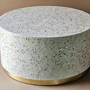 Mesa con Incrustaciones de Hueso de ILAHI, Diseño Moderno con Detalles de Ágata, Almacenamiento Portátil, Muebles para el Hogar - Product Image 1