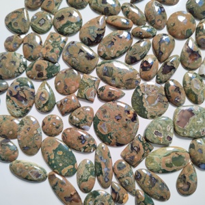 MAHNAJGEMS Natural Rhyolite Gemstone Flatback Cabochons Wholesale Natural Green Rainforest Jasper Loose Gemstones for Jewelry . - Product Image 5