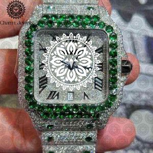 Montre de luxe Charm_Jewells en acier inoxydable, boîtier rond de 36 mm, quartz analogique, lunette sertie de diamants, mode féminine - Product Image 3