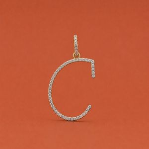 Solid S925 Silver With Moissanite Diamond Initial C Handmade Charm <b>Alphabet</b> Pendant - Product Image 1