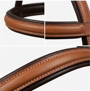 Bridon anglais en cuir bicolore de qualité supérieure avec sangle de gorge tressée - Product Image 3
