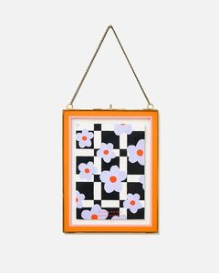 Classic <b>Frame</b> Rectangle Horizontal With Chain Hanging <b>Gold</b> Tone Display Case - Product Image 1