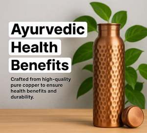 Bouteille d'eau en verre martelé en cuivre pour le bien-être, le yoga, le fitness et un style de vie sain - Product Image 6