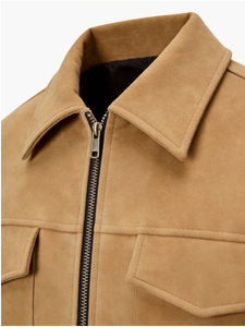 Men s Tan <b>Suede</b> Leather <b>Jacket</b> Regular Fit Single Button Closure Casual Style Autumn Wear Wholesale Men s <b>Suede</b> Leather <b>Jacket</b> - Product Image 3