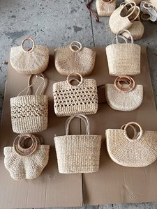 Embroidered Water Hyacinth Beach Handbag & Hat Colorful Floral Embroidery Rattan Tote <b>Bag</b> and Hat Set for Summer Beach Lady. - Product Image 6