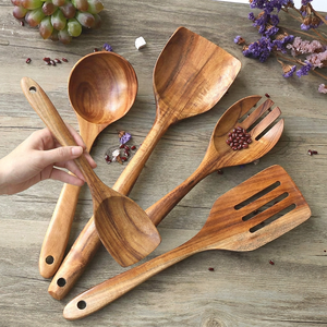 Cuchara de servir de madera maciza hecha a mano, herramienta de cocina para mezclar salsa, arroz, curry, sopa, utensilio de madera natural duradero - Product Image 1