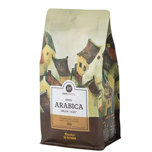 CHEAP PRICE STANDARD 100% ARABICA ROASTED WHOLE BEAN COFFEE - MEDIUM ROASTED - 500Gr/bag - OEM / ODM