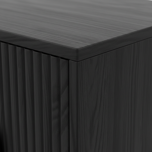 Table basse moderne et durable avec 2 tiroirs, en bois d'hévéa, MDF, placage de chêne, poignée en bois, marque PKP, garantie 1 an - Product Image 3