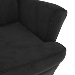 Fauteuil en velours noir 100% polyester, design standard en contreplaqué pour salon - Product Image 6