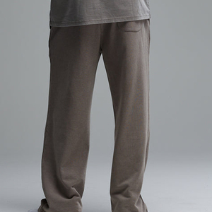 Pantalon de jogging en coton pour homme, coupe droite, taille élastique, décontracté, ample, respirant, poids moyen, gris - Product Image 2