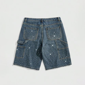 Shorts Bermuda en Jean pour Homme, Taille Mi-Haute, Couleur Unie, Style Décontracté Urbain, Fermeture Boutonnée, Tissu 100% Coton Tissé, Écologique - Product Image 2