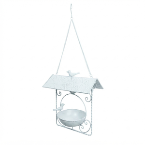 Comedero para pájaros de metal de dos niveles con diseño de pájaro posado para uso en exteriores en el jardín, forma redonda, estilo vintage. - Product Image 6