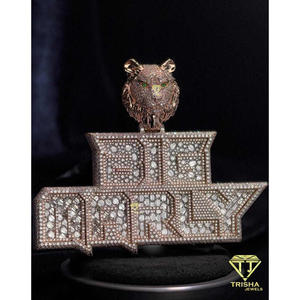 Big Dirty <b>Custom</b> <b>Name</b> Pendant With Lion Head VVS Moissanite Diamond 925 Sterling Silver Iced Out Hip Hop <b>Necklace</b> Luxury Jewelry - Product Image 2