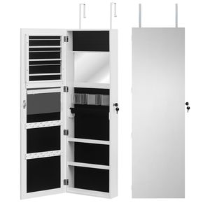 Miroir de corps entier rétro blanc en PVC avec revêtement imitation bois, armoire à bijoux, meuble de rangement et coiffeuse avec miroir décoratif - Product Image 6