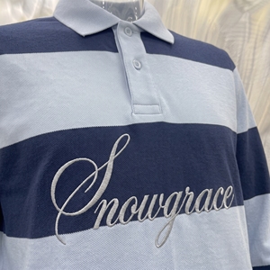Chemise rayée Snowgrace à manches courtes respirante avec logo brodé, col rabattu, coupe décontractée pour garçons, printemps-été - Product Image 6
