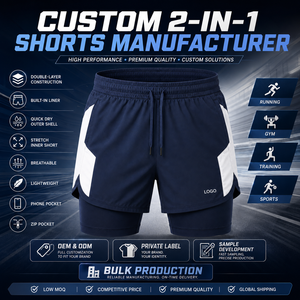 Double <b>Layer</b> Athletic Shorts for Men Breathable Mesh Panels and Zip Pocket Custom OEM Branding for Wholesale Sportswear Orders - Product Image 6