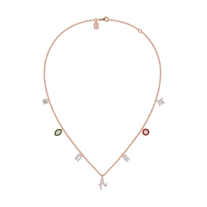 The Initial Trinket <b>Necklace</b> for <b>Women</b> <b>Sterling</b> <b>Silver</b> 9KT,10KT, 14KT,18KT Lab Grown Mix Cut Diamond Luxury Anniversary Jewelry - Product Image 4