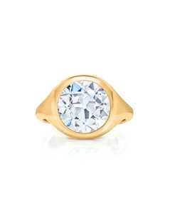 Bague de fiançailles solitaire vintage en or massif 14k 18k avec diamant de laboratoire taille ancienne mine ronde 3 carats serti clos, fabrication de bagues de mariage - Product Image 1