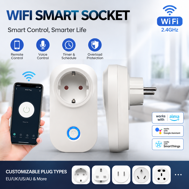 Smart WiFi Socket Intelligent Control Plug Outlet Power Socket Network Compatible UK US EU AU IT CN Standard