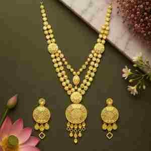 เครื่องประดับทองเหลืองแฟชั่นขายส่ง ชุบทอง 14K18K24K ไมครอน สร้อยคอแบบกล่องยาวสำหรับเจ้าสาว ชุดเครื่องประดับสไตล์ดูไบแบบดั้งเดิม - Product Image 3