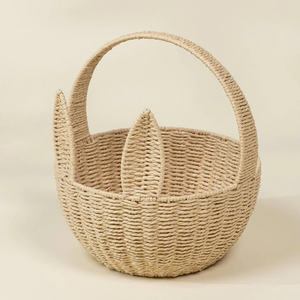 Bunny <b>basket</b> with handle natural storage eco friendly decorative organizer for kids room picnic <b>easter</b> <b>gift</b> <b>basket</b> wholesale - Product Image 2