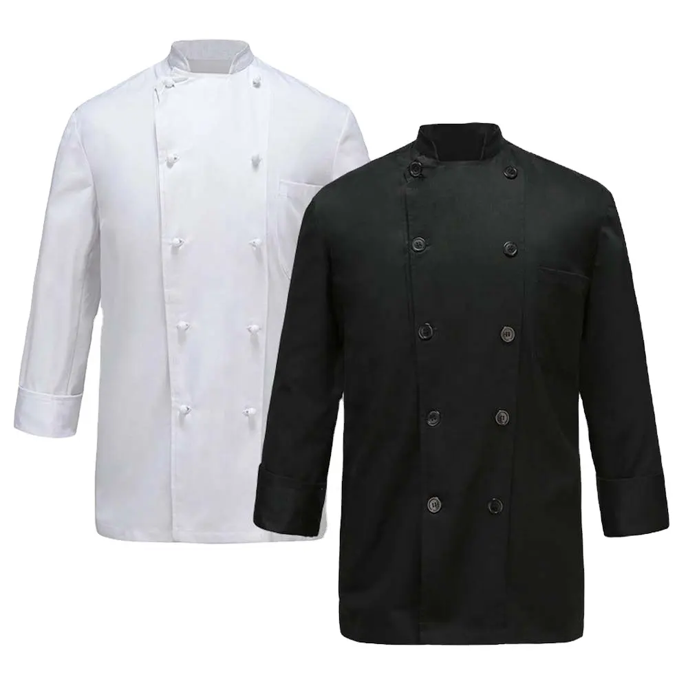 Chef Jas Hotel/Restaurant Stof Originele Dubbele Stiksels Poly Katoen Groothandel Bakkerij Voedsel Dienst Top Kleding