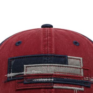 Red And Navy <b>Vintage</b> Washed Baseball <b>Cap</b> With Geometric 3D Embroidery Curved Brim Adjustable Unisex Custom Logo OEM ODM Hat - Product Image 5