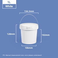 UMETASS Seau alimentaire en plastique PP de 1 litre, étanche, pour la vente en gros, stockage et transport de crème glacée et biscuits, fûts et barils