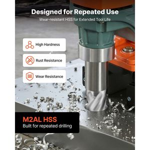 Set di frese anulari 4 pz. con codolo Weldon, kit punte per trapano magnetico, profondità di taglio 1 pollice, diametro di taglio 1 pollice, HSS, 2 punte da trapano, 2 pilo - Product Image 2