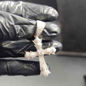 Colgante Cruzado, Colgante de Fe Cristiana, Colgante de Regalo Religioso, Colgante de Plata 925 con Moissanita VVS, Joyería Hip Hop para Raperos - Product Image 2