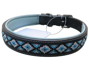 2025 nouveauté usine en gros Logo personnalisé collier de chien de luxe perles dentelle belle rembourré Animal collier de chien en cuir véritable - Product Image 1