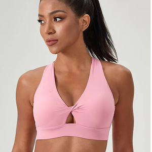 Soutien-gorge de sport pour femme, de bonne qualité, respirant, sans couture, en Spandex/Polyester, imprimé par transfert thermique, extensible, à maintien élevé - Product Image 1